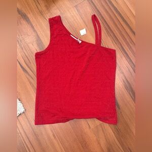 Vintage 90s MKM Designs Red One-Shoulder Tank Top, Large